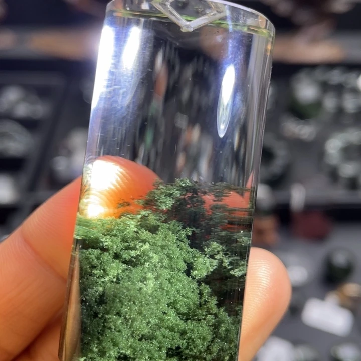 水晶未镶嵌颈饰绿幽灵聚宝盆柱子定制