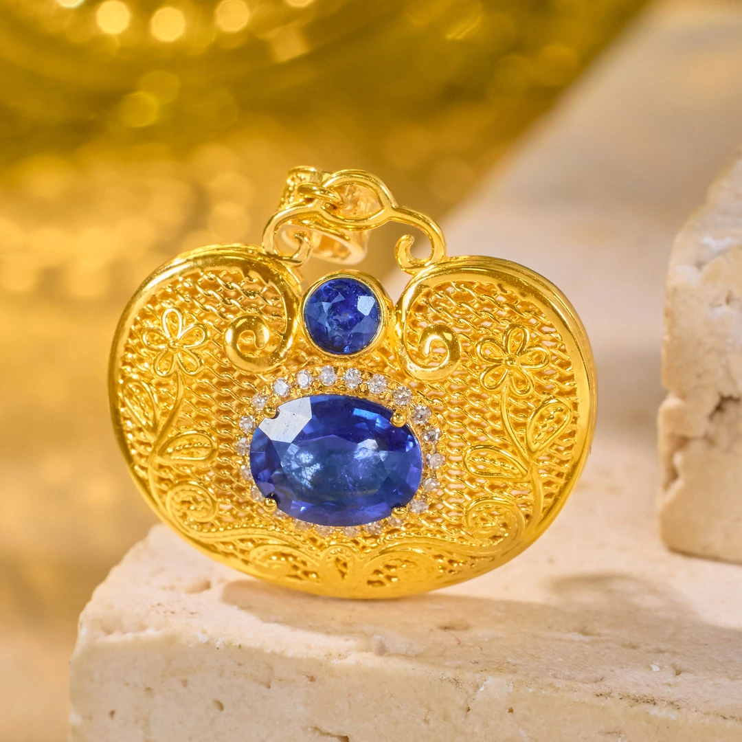 【歪歪】药师佛*蓝宝吊坠*18K金镶嵌（多样性发一）XB-S9619