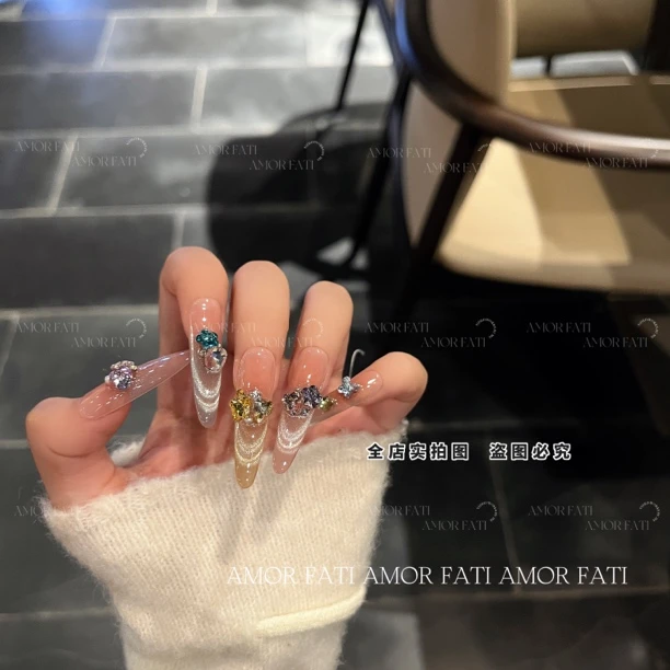 【多巴胺彩虹糖】夏日彩色多巴胺满钻纯手工穿戴甲