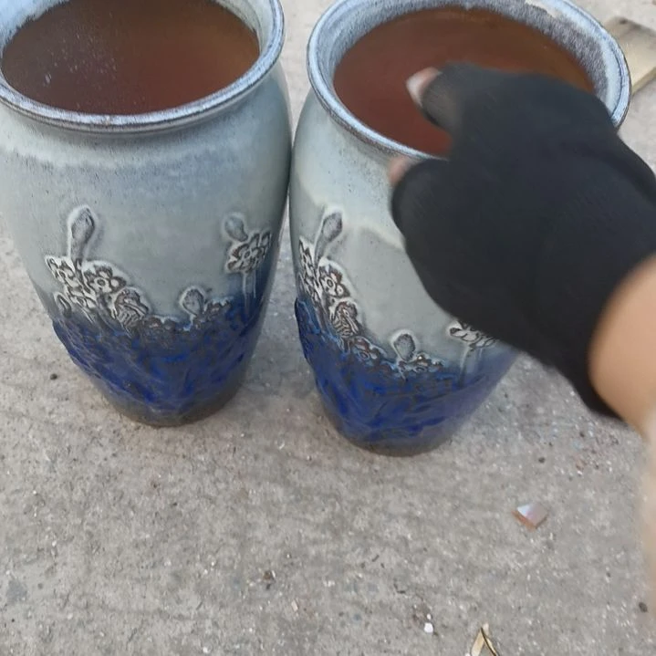 红陶14/27瑕疵两个盆