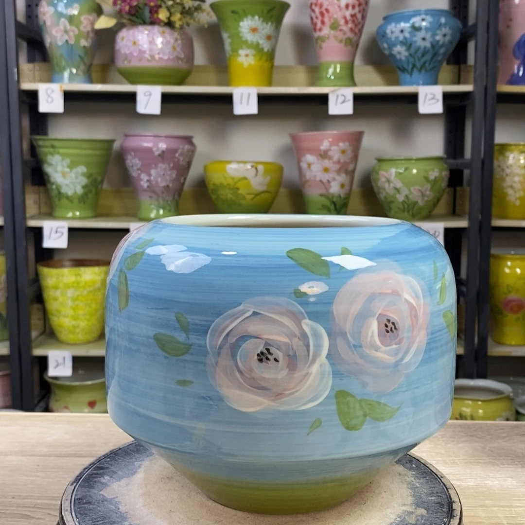 景德镇手工手绘陶瓷花盆