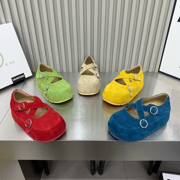 2025年辛苦啊姐厚底松糕磨砂皮卡皮巴拉浅口玛丽珍单鞋底厚5公分