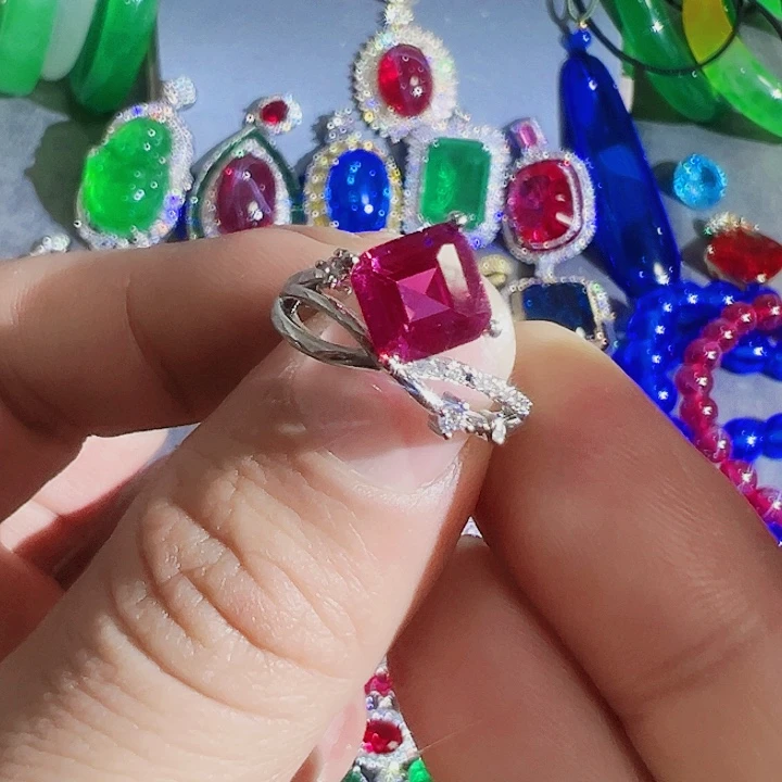 钨金红色蓝色满钻镶嵌