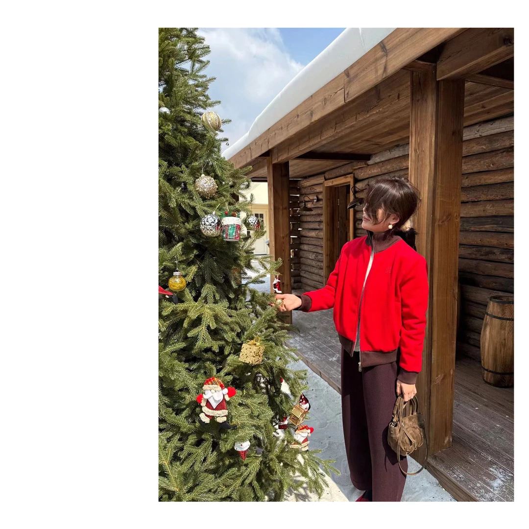 HDD- "红色序列" 羊毛 秋冬女拼色MU气质小众夹棉韩版外套 Y9213