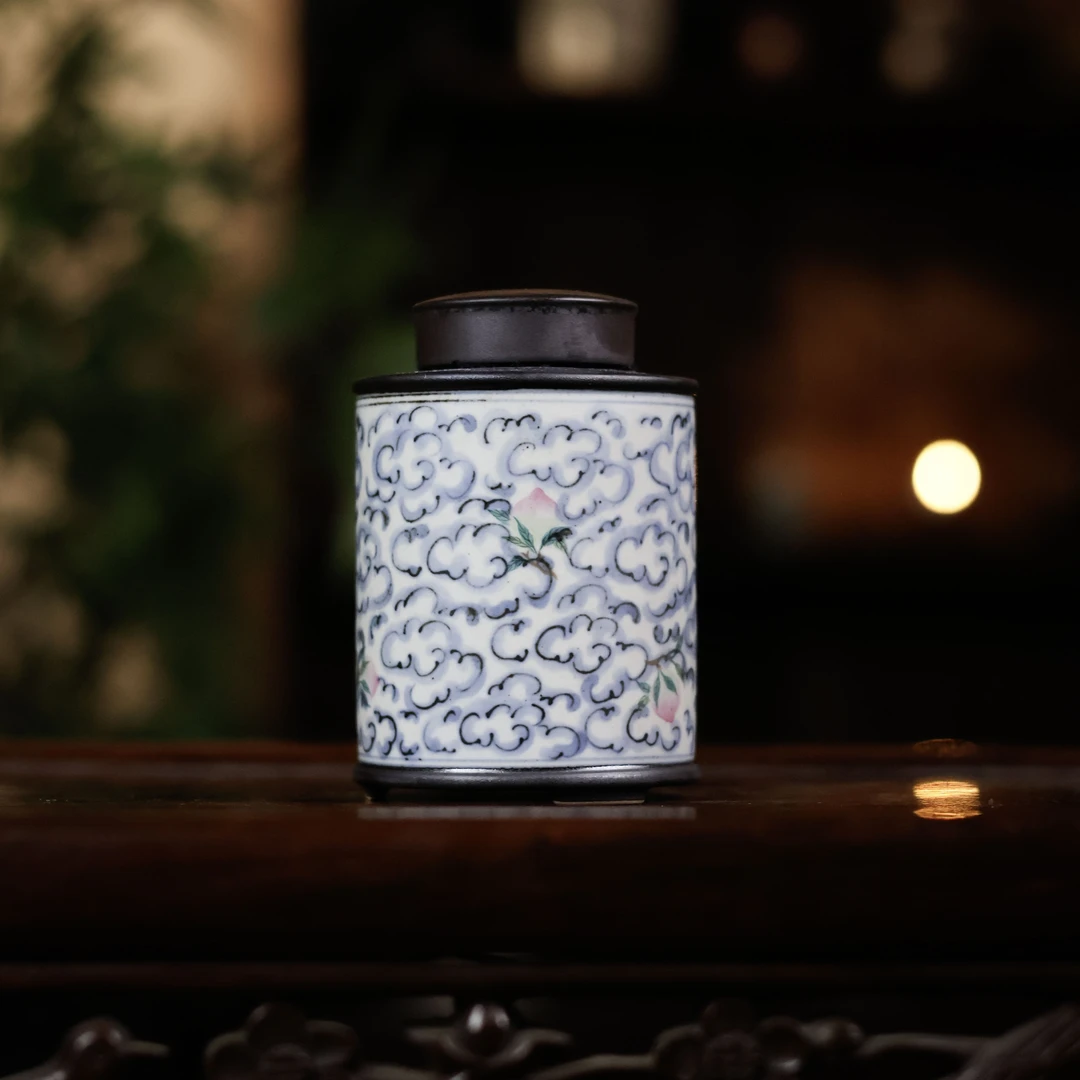 【小田甄陶】祥云桃子-朴云堂-茶叶罐(350ml)（朴罐0016）