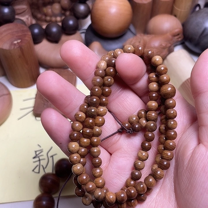 檀香木手串/手链老山檀香0.6/108横纹虎皮沉