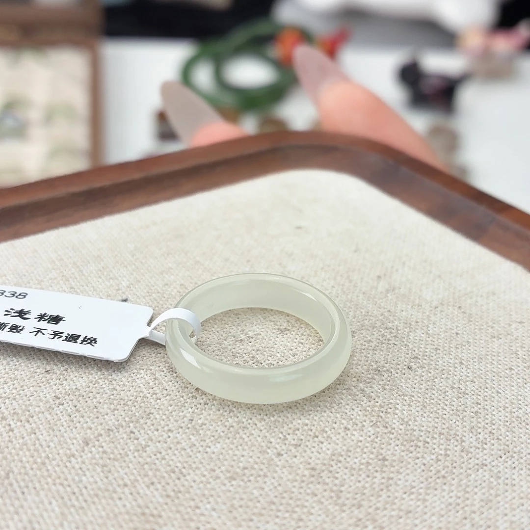 和田玉未镶嵌戒指c102冰透圆条17.2不退换