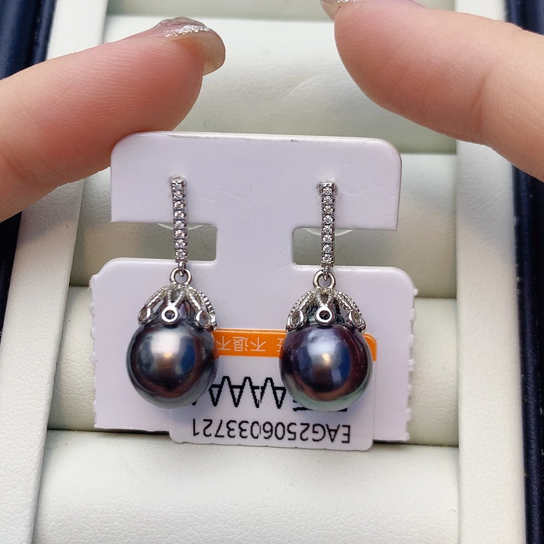 海水珍珠耳饰银S925镶嵌w48