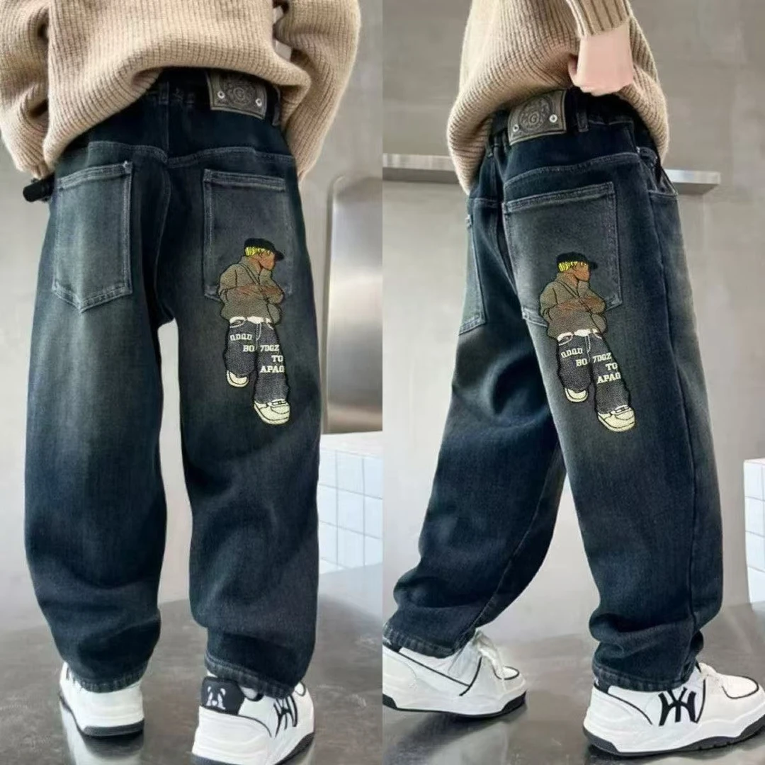 男童春秋款儿童牛仔裤2025新款中大童痞帅炸街裤子男孩春装休闲裤