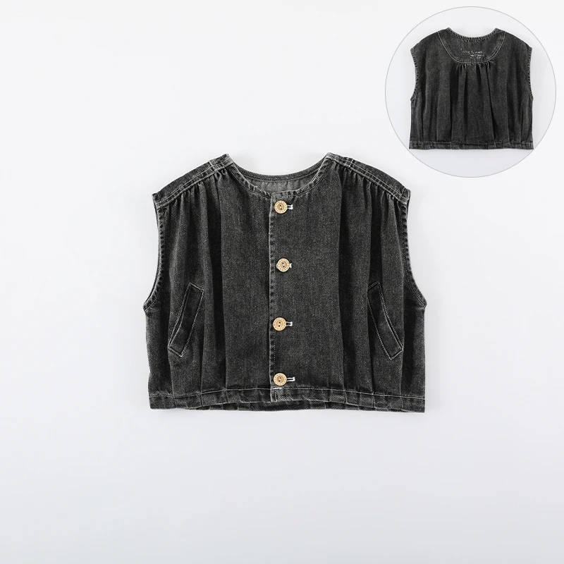 【软牛仔】儿童马甲春秋新款男童韩版纯色外穿马甲AW941