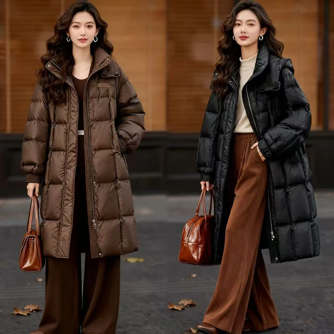 Y252 冬季时尚气质洋气保暖连帽中长款羽绒服MAN