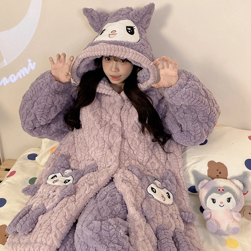 女士睡衣冬季三层夹棉法兰绒家居服套装休闲保暖可外穿长袖长裤女