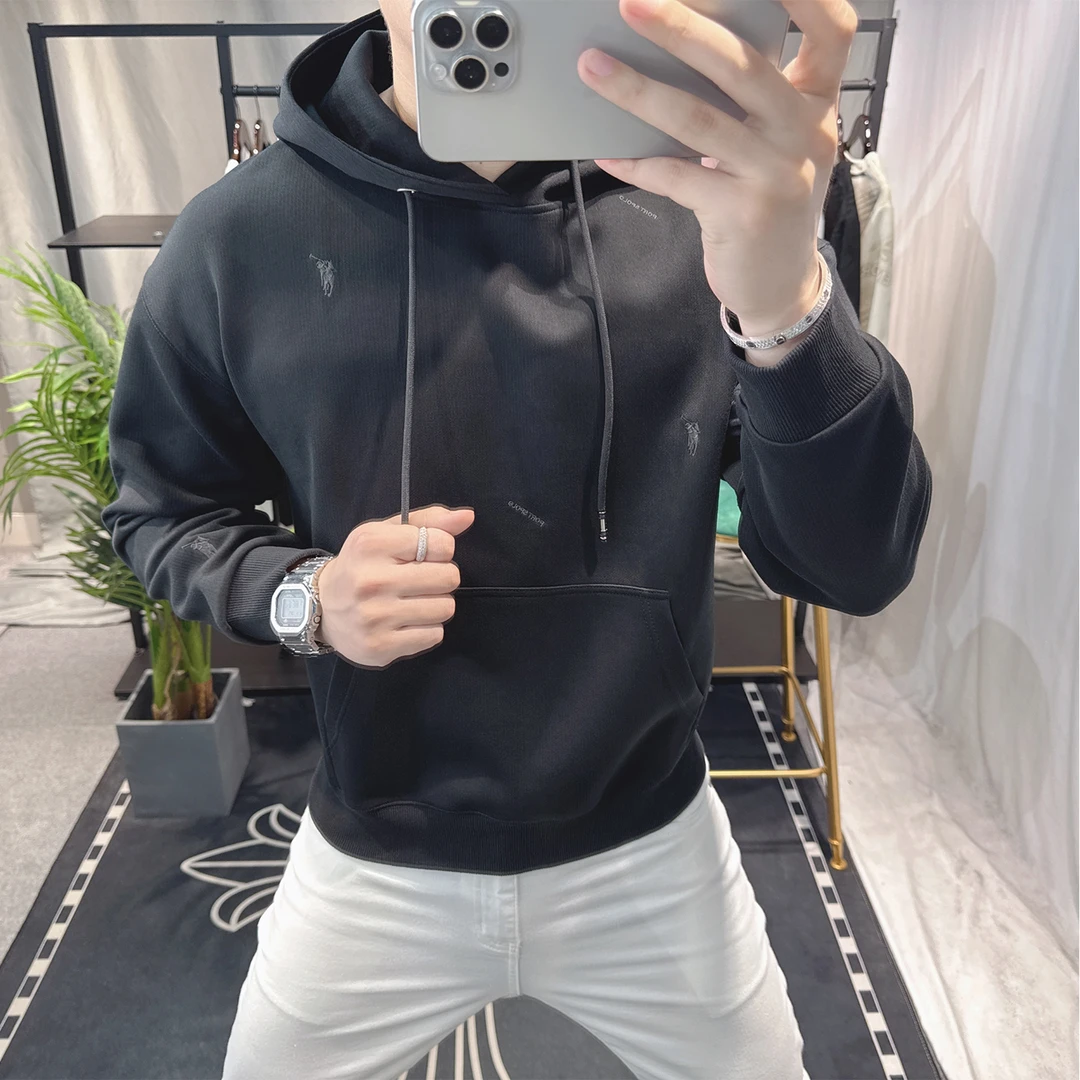 欧洲站男士时尚个性连帽刺绣卫衣轻奢百搭高端欧货男美式长袖外套