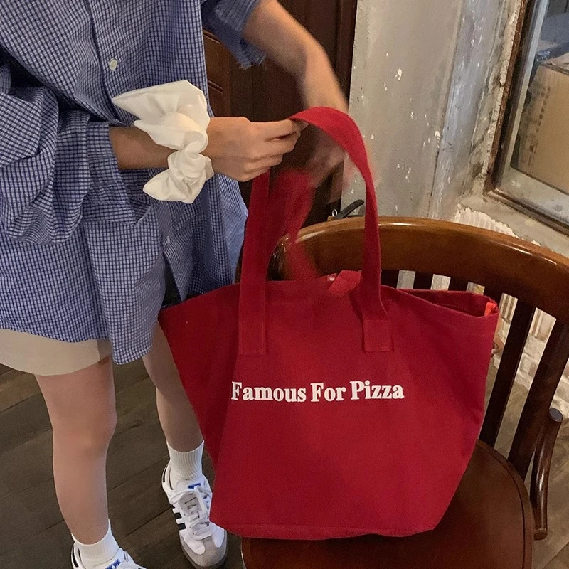 韩系大容量单肩包女帆布百搭手提休闲学生上课托特包包布袋慵懒风