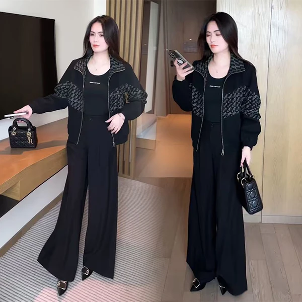 【季颜品牌】新款休闲显瘦时尚气质洋气碎花拉链拼接长袖短外套