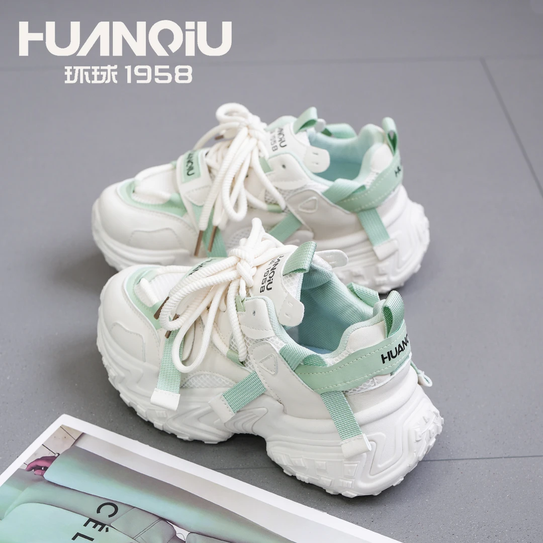HUANQIU/环球老爹鞋女款2025爆款百搭厚底运动鞋韩版小众学生女鞋