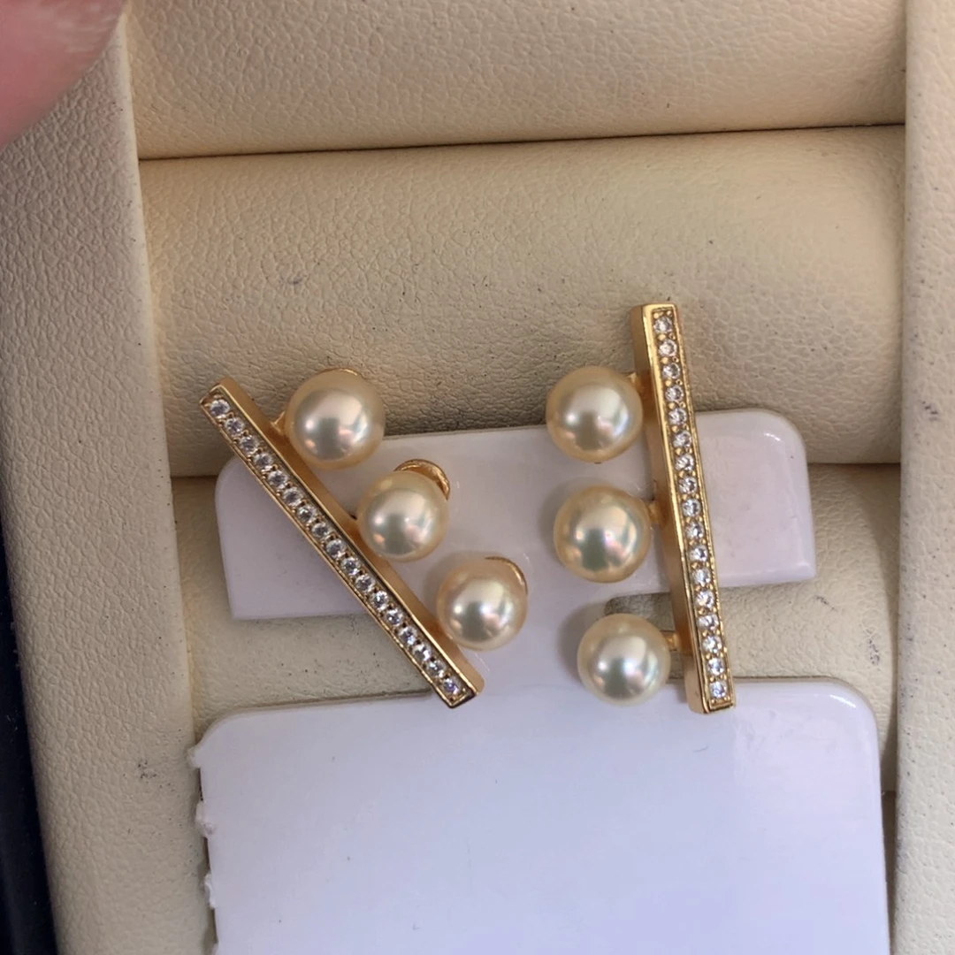 银S925镶嵌海水珍珠耳饰