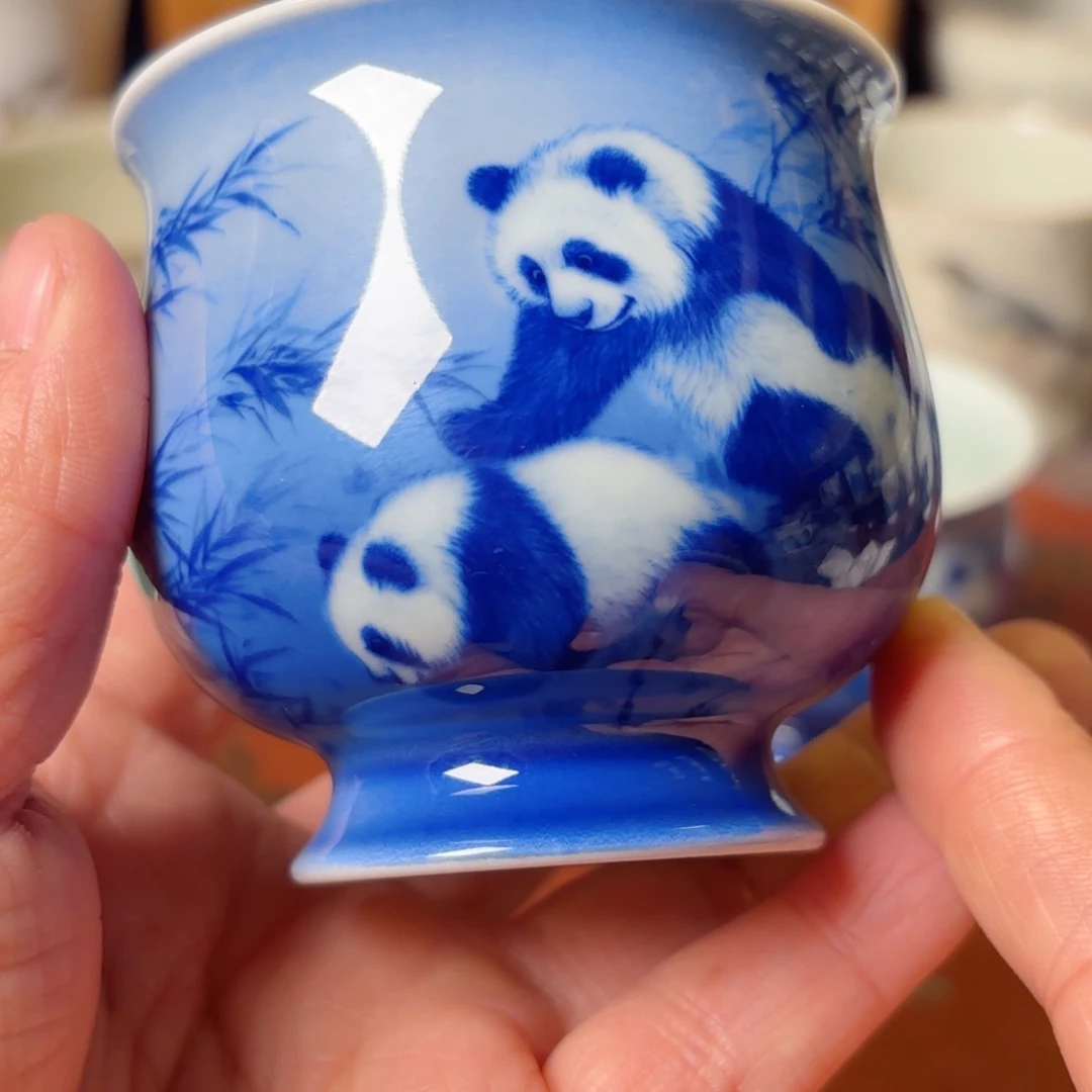 熊***调手工手绘熊猫杯杯