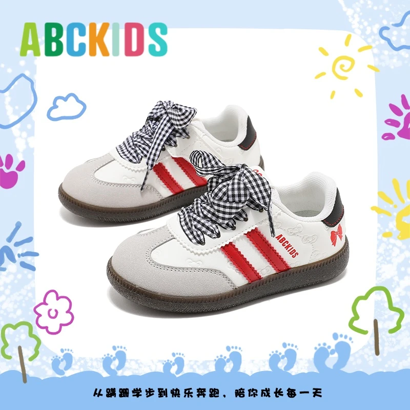 Abckids儿童德训鞋休闲鞋2025秋季新款女童时尚软底百搭复古板鞋