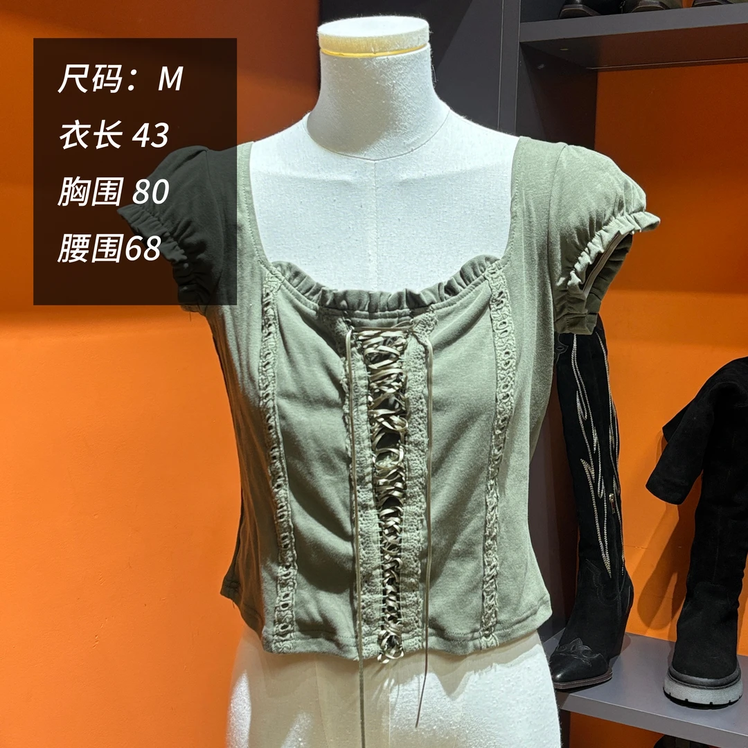 短款上衣绿色体恤YF61