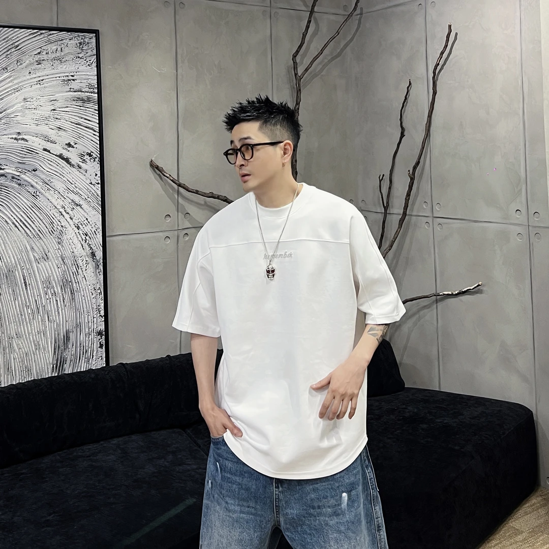 到位男装25新款春季时尚休闲刺绣圆弧打底短袖T恤89297