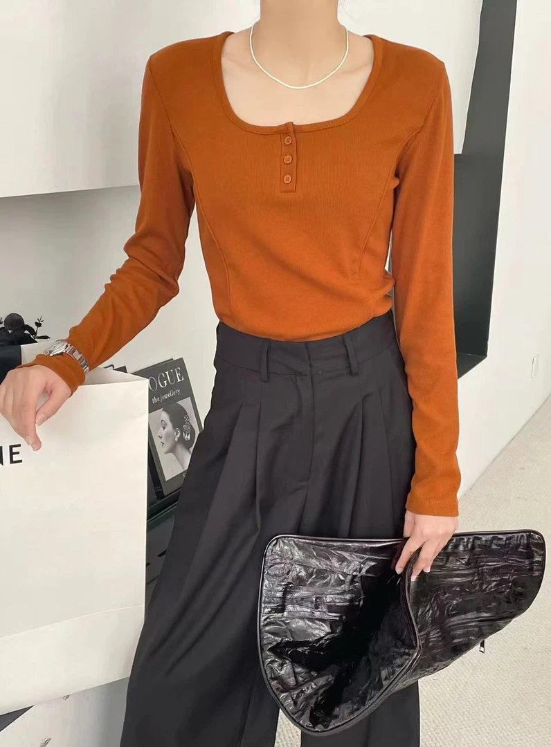 新款长袖纽扣上衣8120