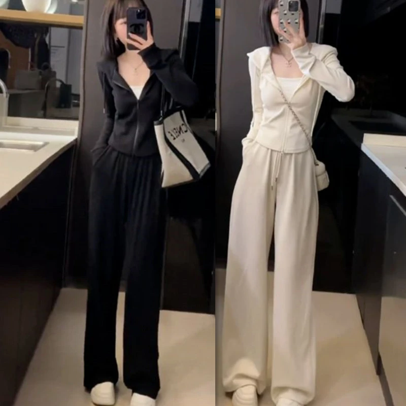 200斤微胖mm时尚休闲套装女士春秋大码宽松显瘦洋气质妈妈运动服