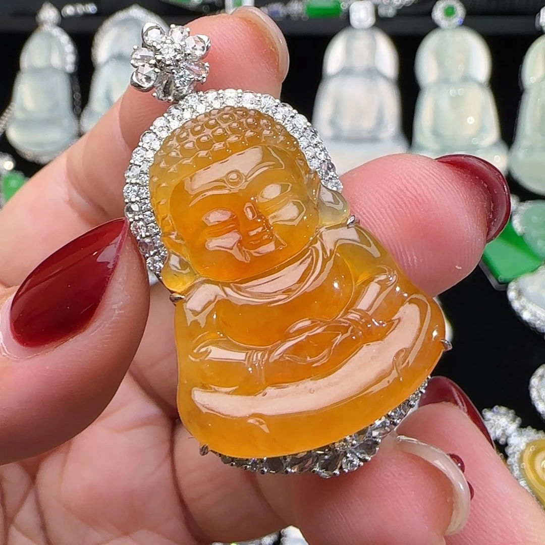 翡翠18K金镶嵌颈饰天然翡翠