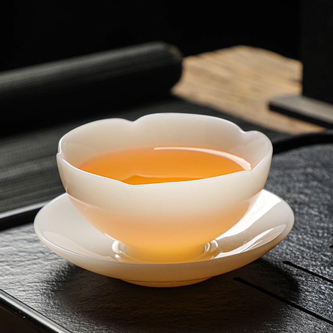 高档冰种璞玉家用主人杯功夫手工白瓷泡茶杯专用茶道用具网红茶具