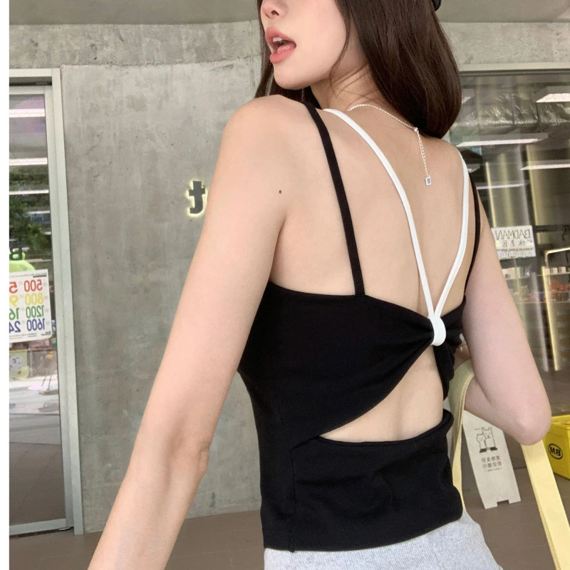 性感纯欲风百搭背心女带垫显瘦修身遮副乳打底小众内搭外穿美背