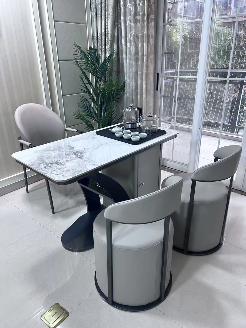 家用2025新款小茶台桌椅阳台茶桌组合小型高端岩板烧水壶一体现代