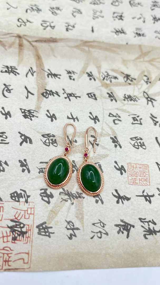 天然和田碧玉 油润典雅耳坠 多样性发货拍一发一 H308