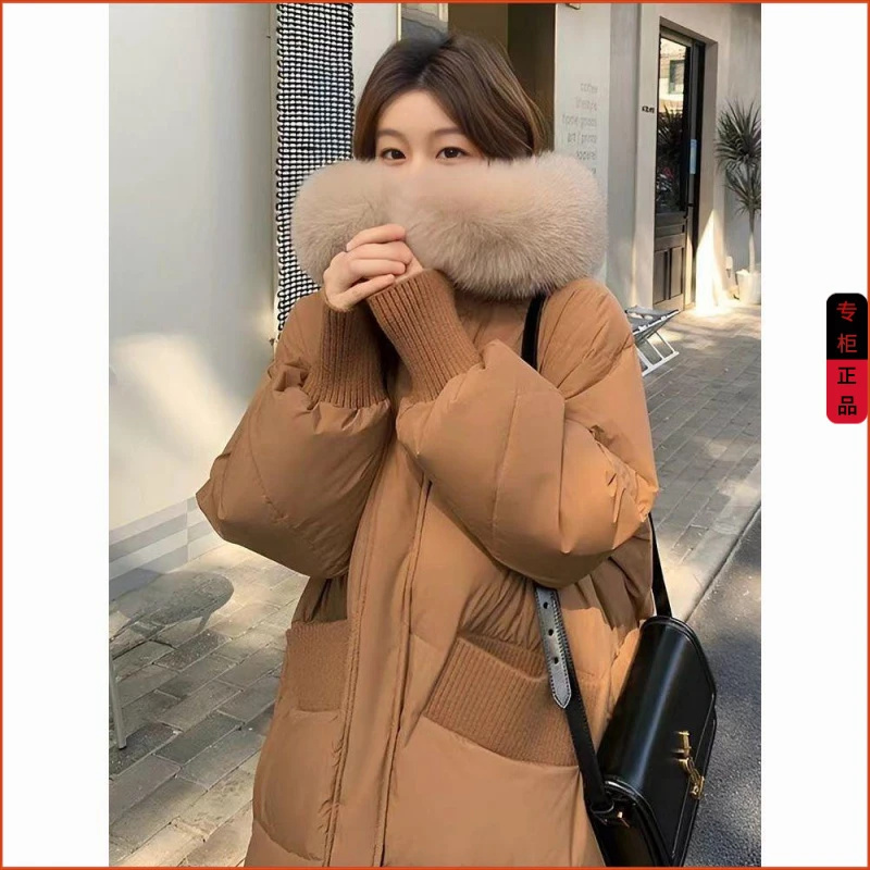 韩版冬季新款大毛领服女中长款时尚加厚保暖洋气外套潮