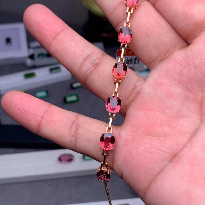 醉***7手链18K金镶嵌碧玺碧玺