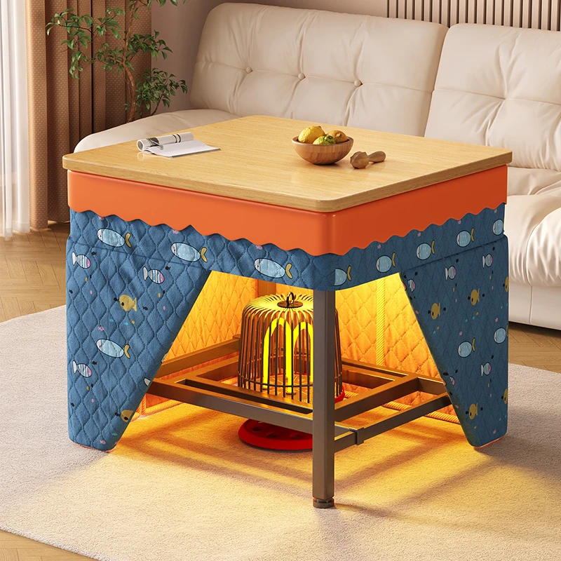 烤火桌子家用正方形不锈钢多功能取暖桌可折叠烤火架烤火桌架子