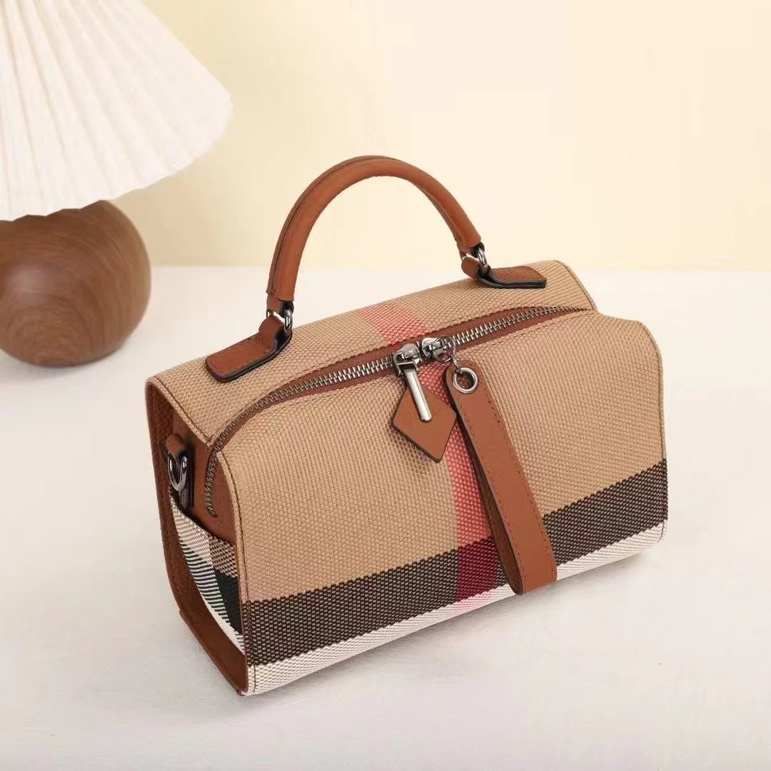 时尚格子斜跨包枕头包