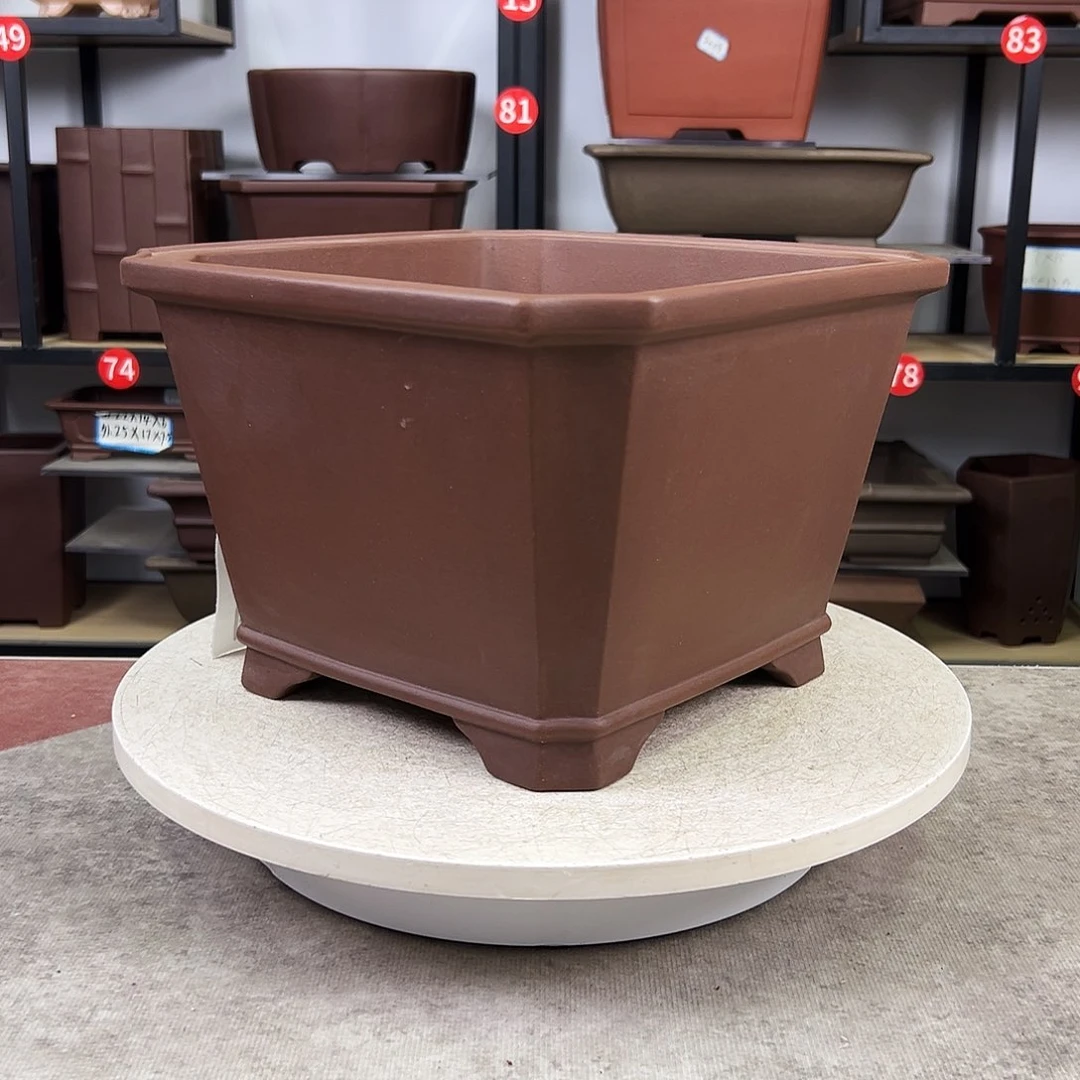 紫砂花盆内口25，内深17