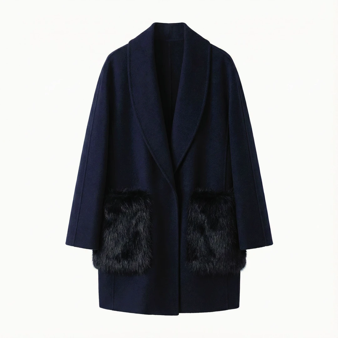 【牦牛绒+羊毛】云境之织气质狐狸毛廓形简约秋冬女士短款毛呢大衣