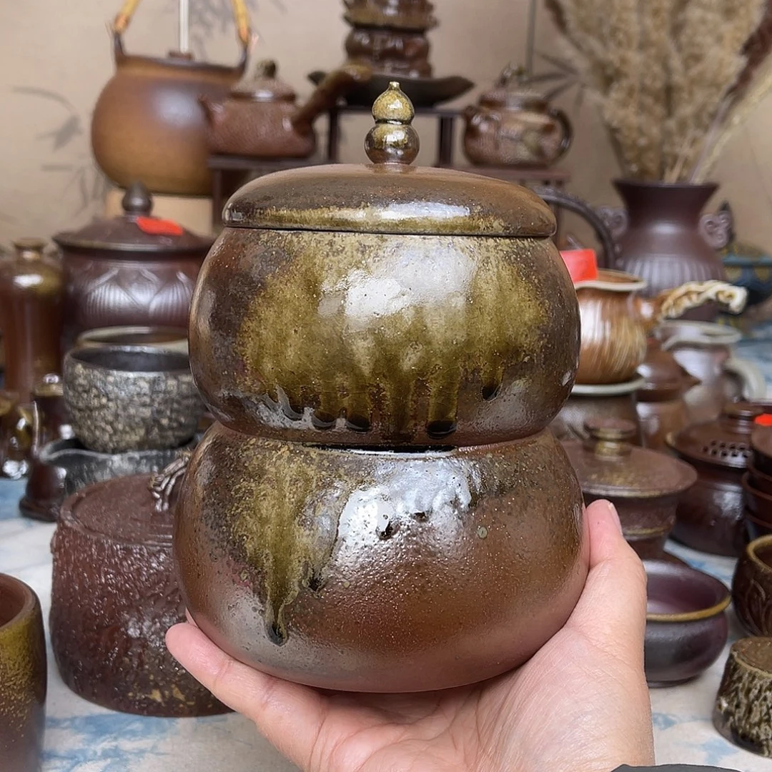 流釉葫芦茶叶罐啊