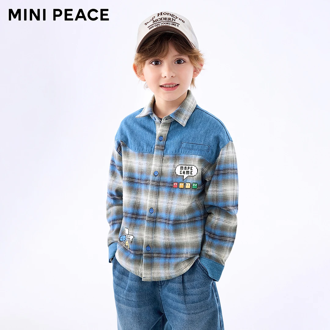 MINIPEACE太平鸟童装男童格子衬衫儿童衬衣薄外套宝宝上衣潮新款