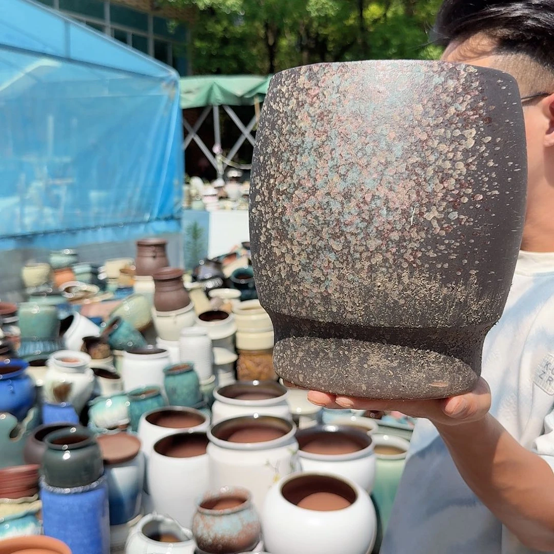 紫砂花盆瑕疵颜色随机一个一个