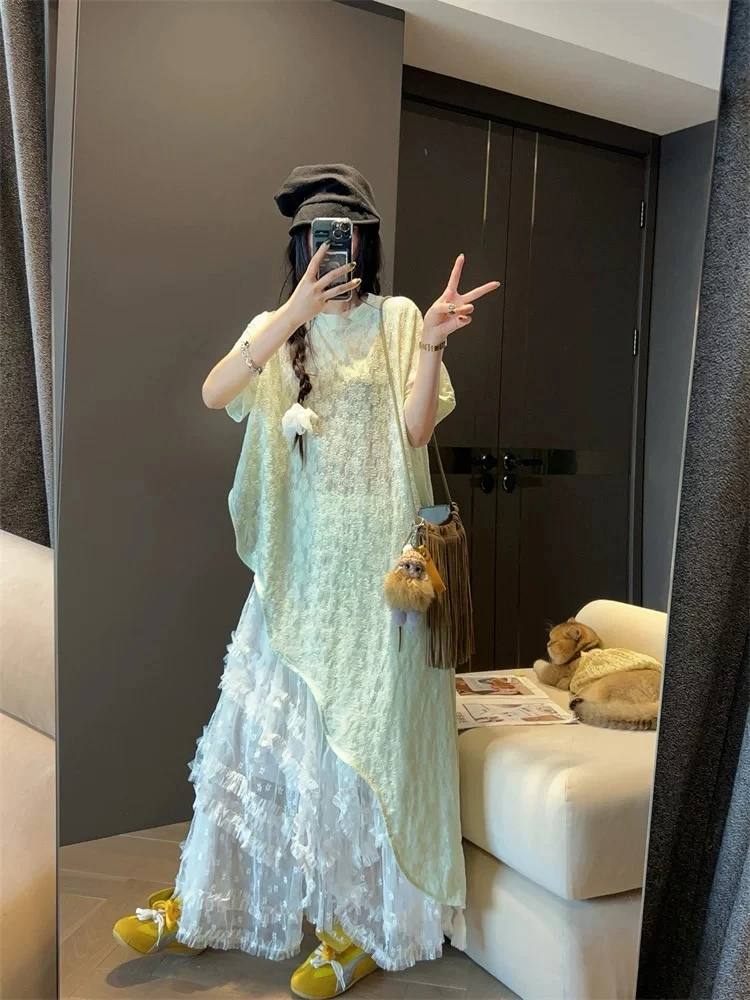 MRS SHAO时尚设计师连衣裙女夏季2025新款休闲百搭T恤上衣裙子潮