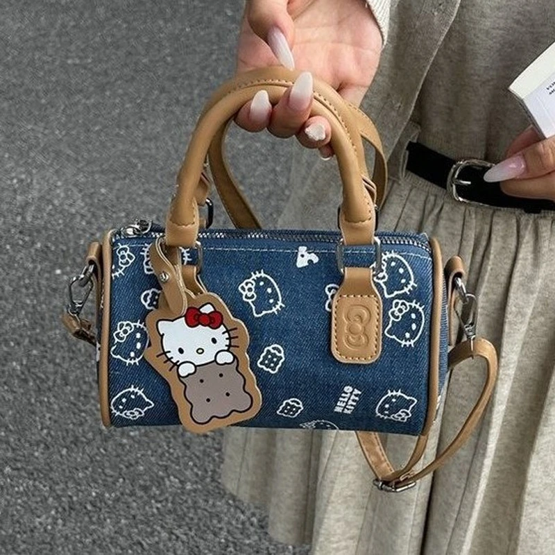 凯蒂猫牛仔保龄球包哈喽kt手提斜挎波士顿包礼物女包包hellokitty