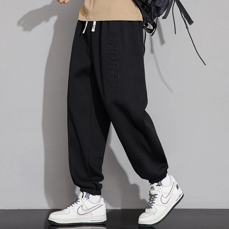 裤子男秋冬款宽松大码休闲加绒裤薄款加大裤男肥佬200-300斤200斤