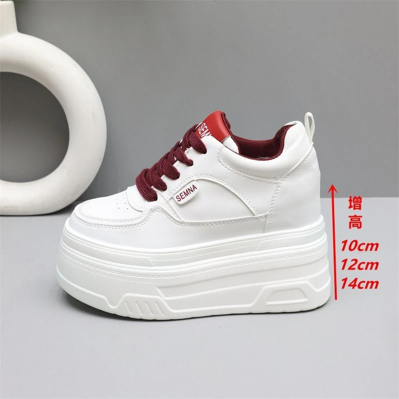 小白鞋女鞋10-12cm厚底松糕鞋小个子增高14cm白色休闲运动鞋板鞋