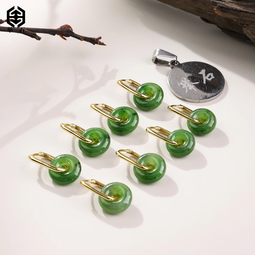 【举石珠宝】T0621-3793-108和田玉耳饰（一对/多样性发/约12*4mm）v