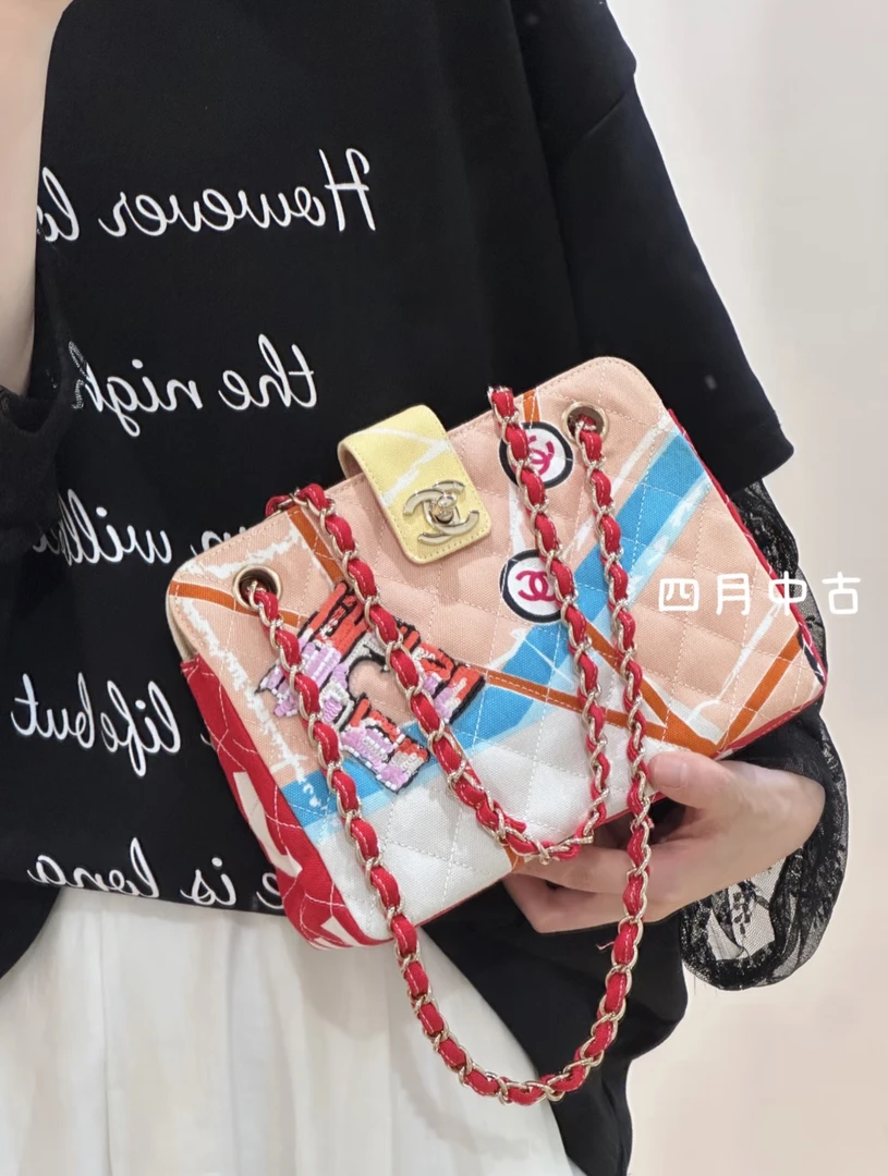 95新 Chanel/香奈儿 涂鸦布面托特包 95新