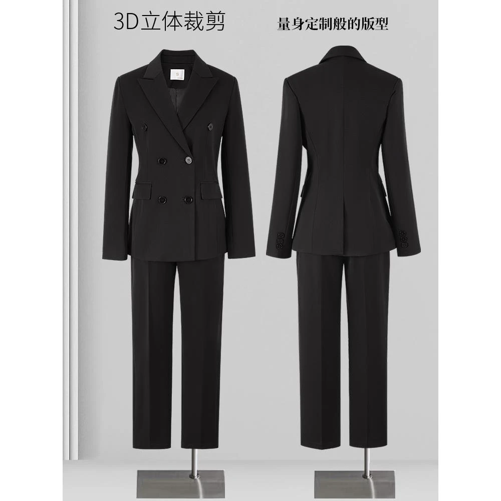 黑色西装洋气女2025新款秋冬职业气质教资面试正装大学生西服外套