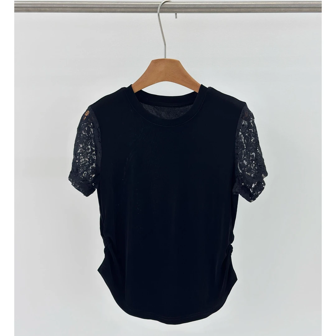 zhukele 蕾丝袖醋酸T恤