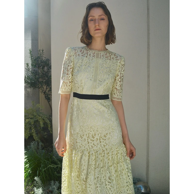 【Yumiko】日系品牌 C 春季新款 气质典雅修身收腰蕾丝女装连衣裙